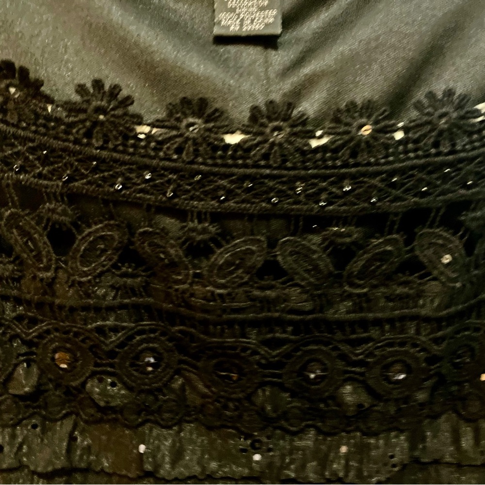 RB Collection NY Elegant Black Shimmer W/Lace Sleeveless Dress-Medium-NWOT - Picture 3 of 9